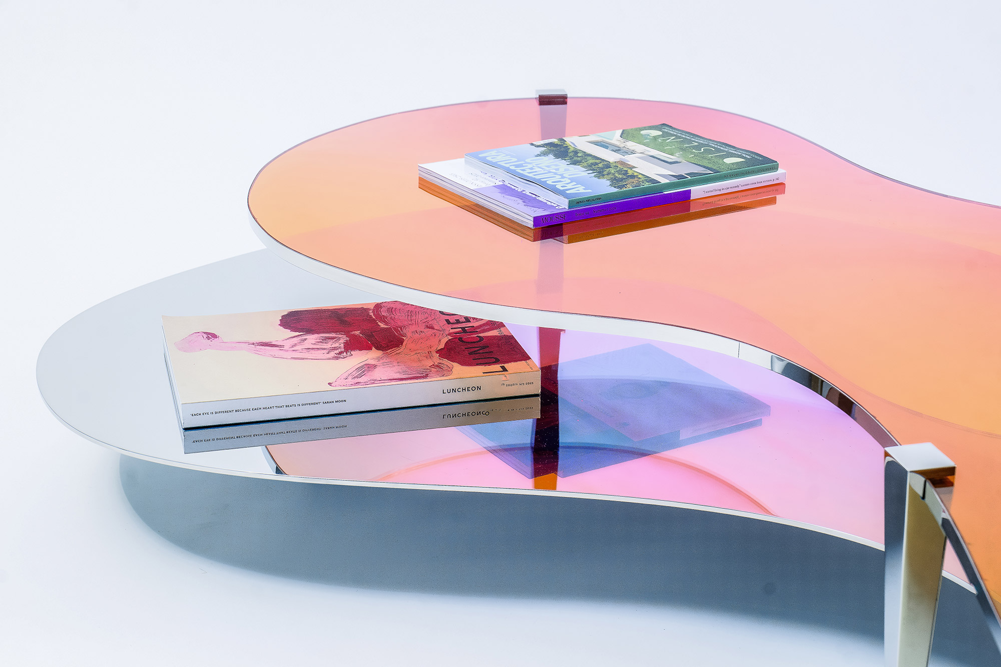 Low Table LT01 by ODA LIK – warm gradient of glass from pink to yellow